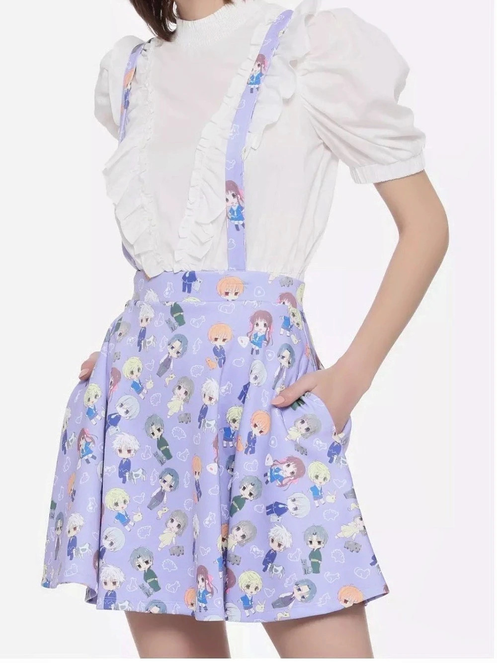 Hot Topic Fruits Basket Chibi Characters Suspender Skirt - Lavender - Size Small